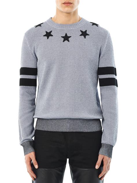 givenchy star and stripes cotton sweater|GIVENCHY Stars & Stripes Sweater In Grey Cotton .